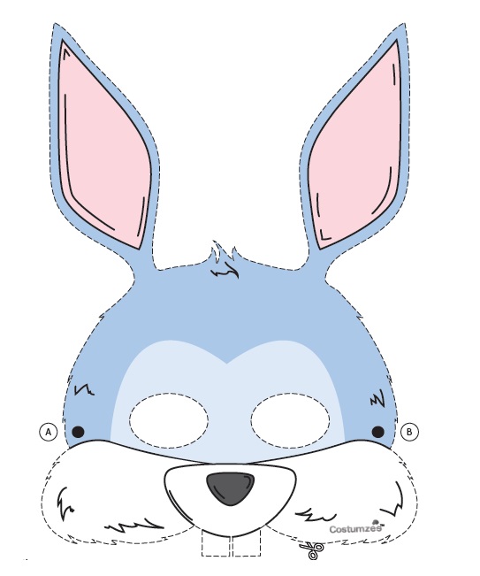 çocuklar için hazır kağıttan Tavşan maskesi şablonu